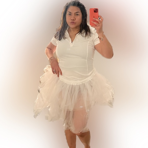 Nike Tennis Tutu Bubble Dress Skirt Golf White Wedding Shirt Sport Mesh Tulle L - Picture 2 of 8
